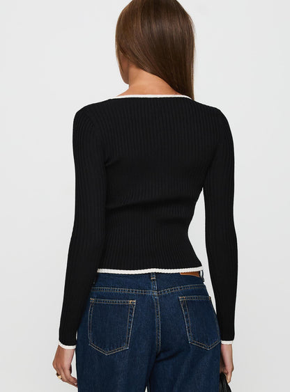 Bring Me Closer Button Up Long Sleeve Top Black / White