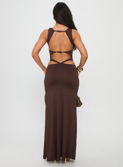 Undeniable Cut Out Maxi Dress Brown
