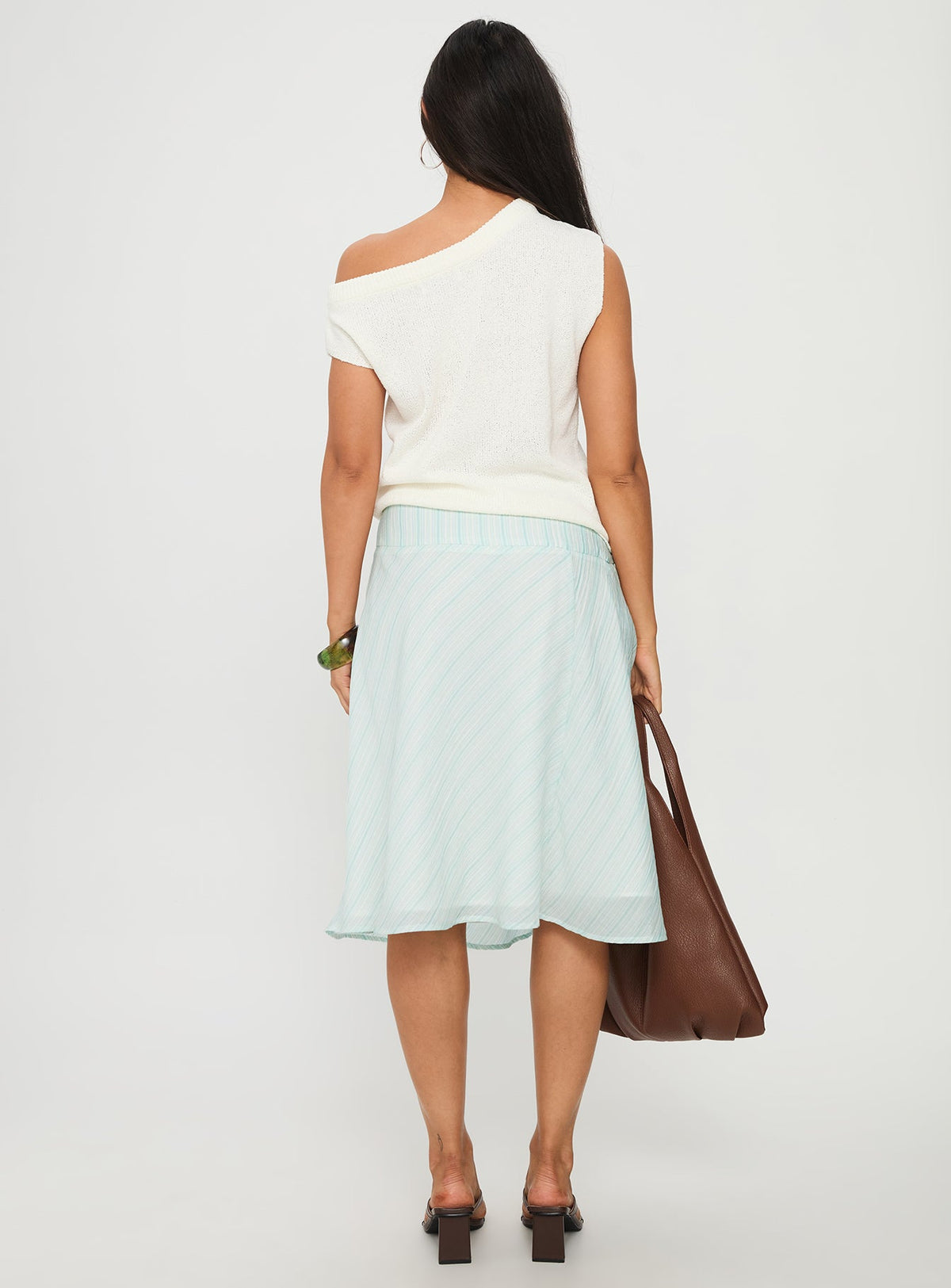 Alunara Midi Skirt Aqua Stripe