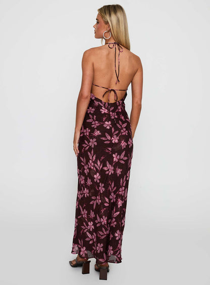 Yasminn Maxi Dress Brown / Pink