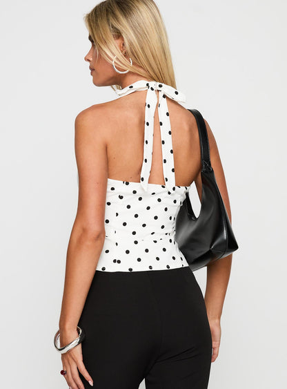 Alter Of Love Halter Top White / Polka Dot
