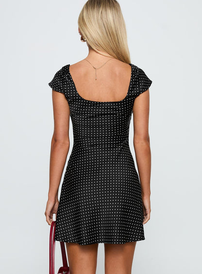 Lucienna Polka Dot Mini Dress Black / White
