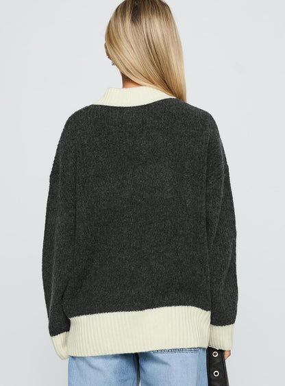 Broken Hearts Club Knit Sweater Grey