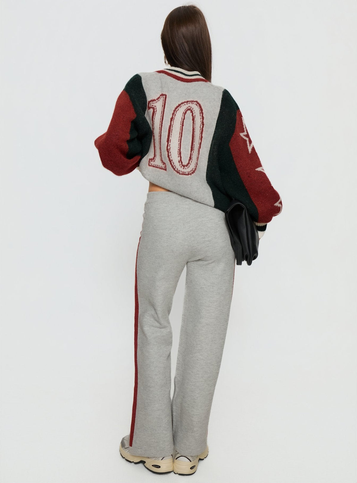 Brandyce Straight Leg Knit Pants Grey / Red