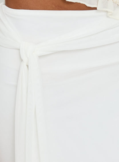 Caviar Tie Maxi Skirt White