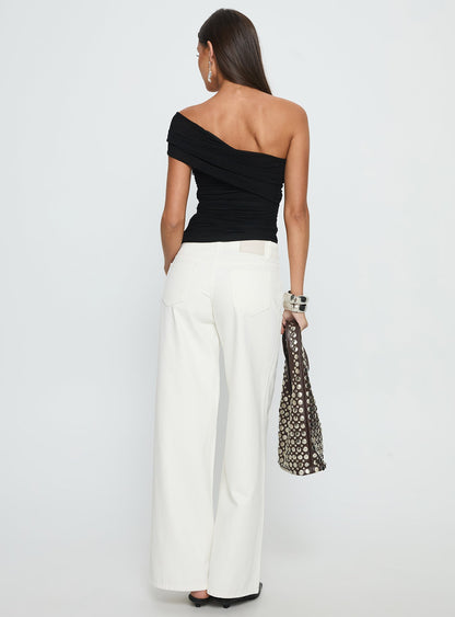 Catiana Low Rise Wide Leg Jeans White