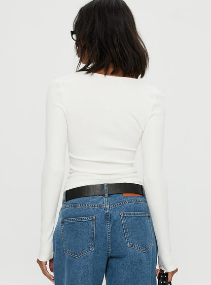 Baseline Rib Long Sleeve Top White