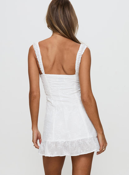 Indyana Embroidered Mini Dress White