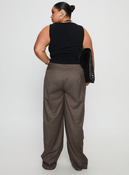 Briellea Thick Waistband Pant Pinstripe Curve