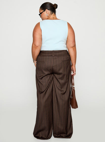 Cedars Low Rise Pant Brown Stripe Curve