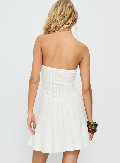 Alaini Strapless Knit Mini Dress White