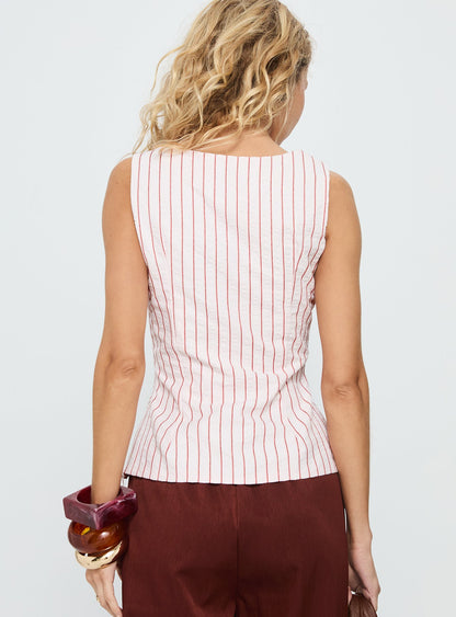 Callaia Plunge Cami Top Pink Stripe