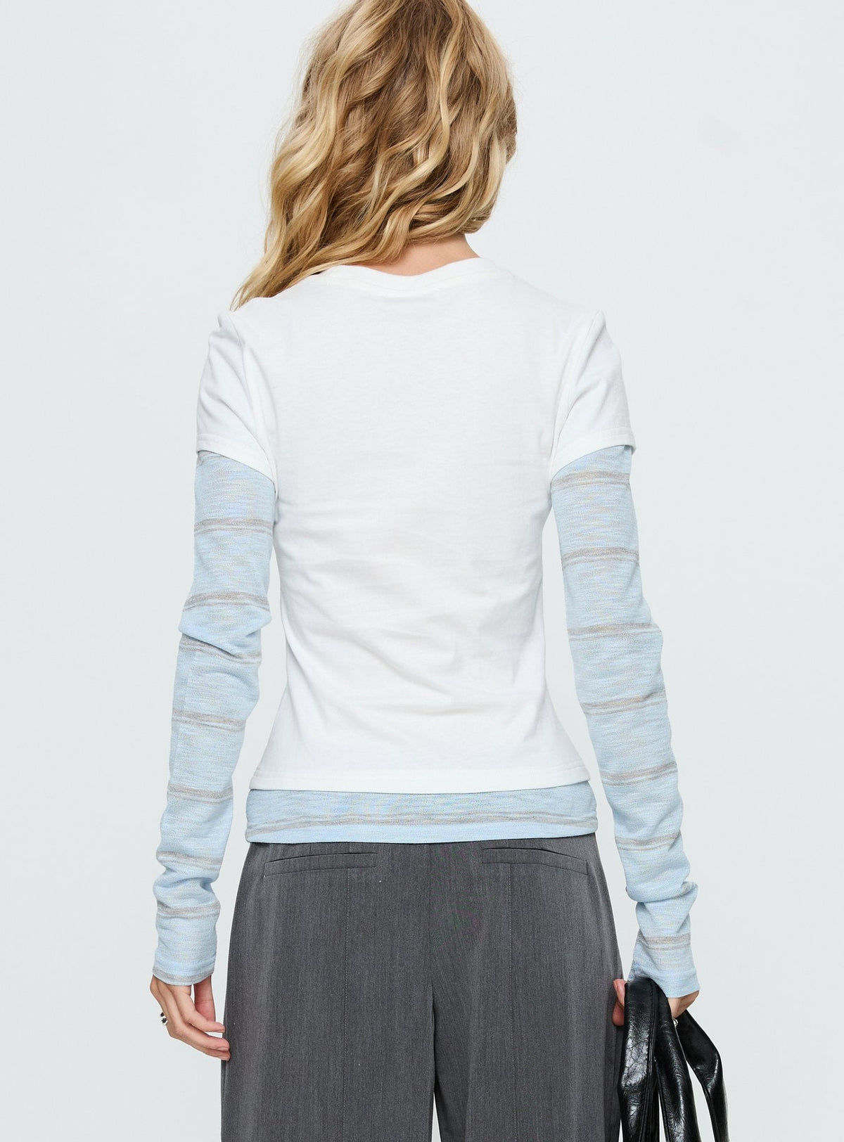 Caisey Layered Long Sleeve Top White / Blue Stripe