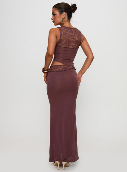 Vesperine Lace Maxi Dress Cocoa Brown