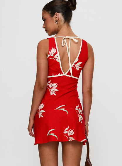 Juli Mini Dress Red Floral