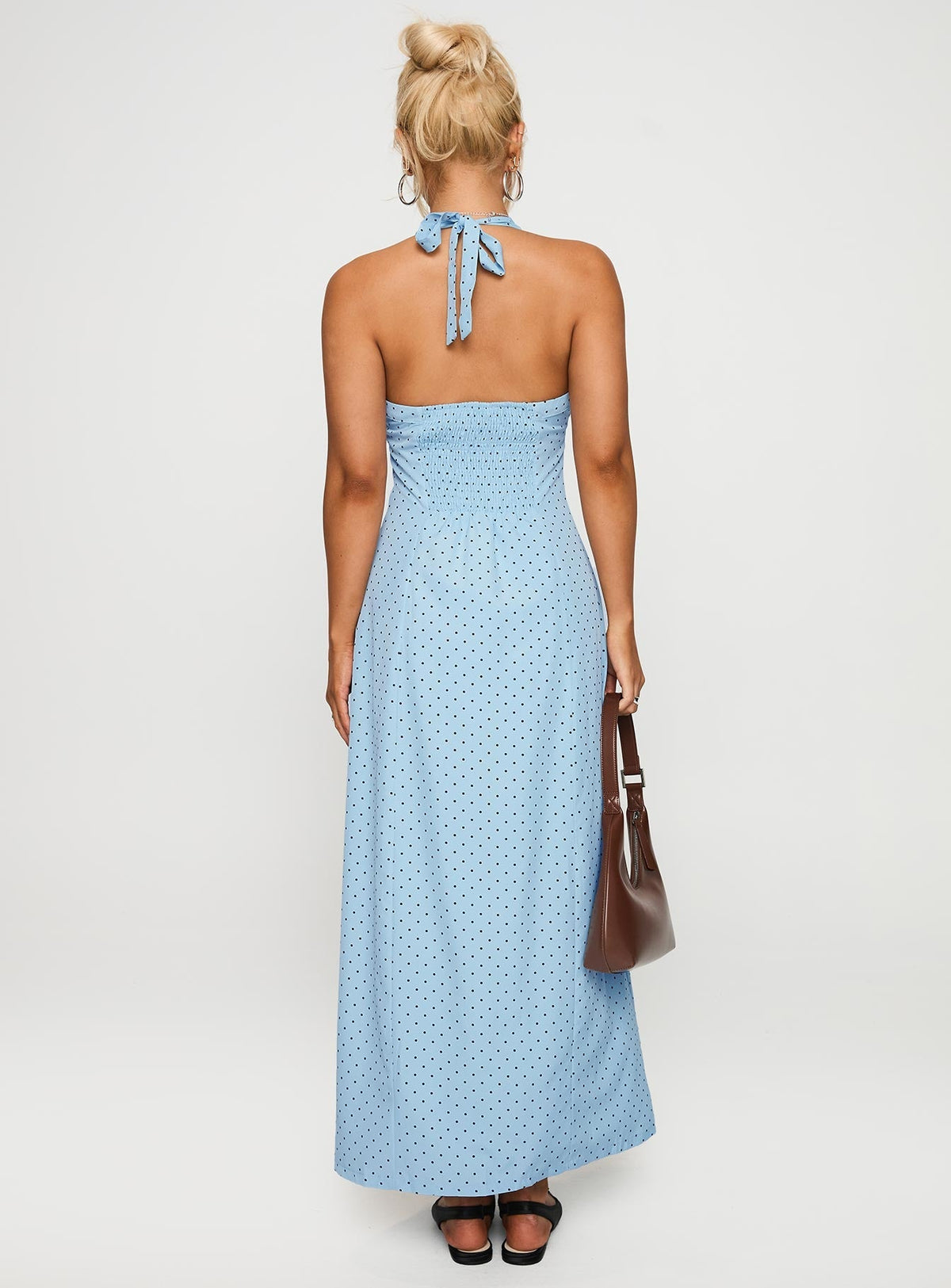 Mallorie Halter Maxi Dress Blue / Black Polka