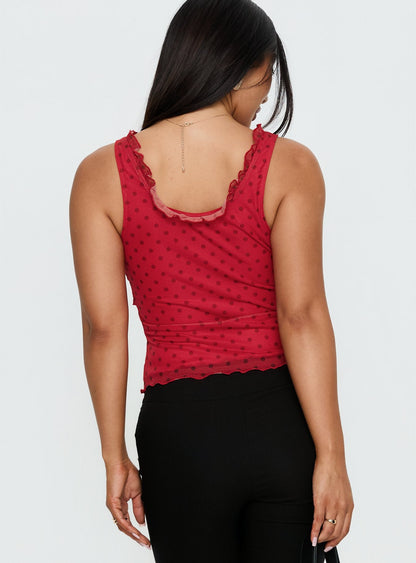 Azira Frill Detail Top Red Polka
