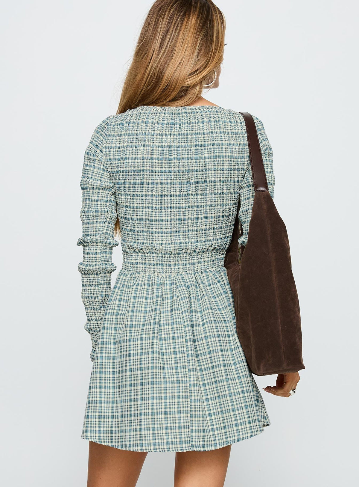 Generations Long Sleeve Mini Dress Green Check