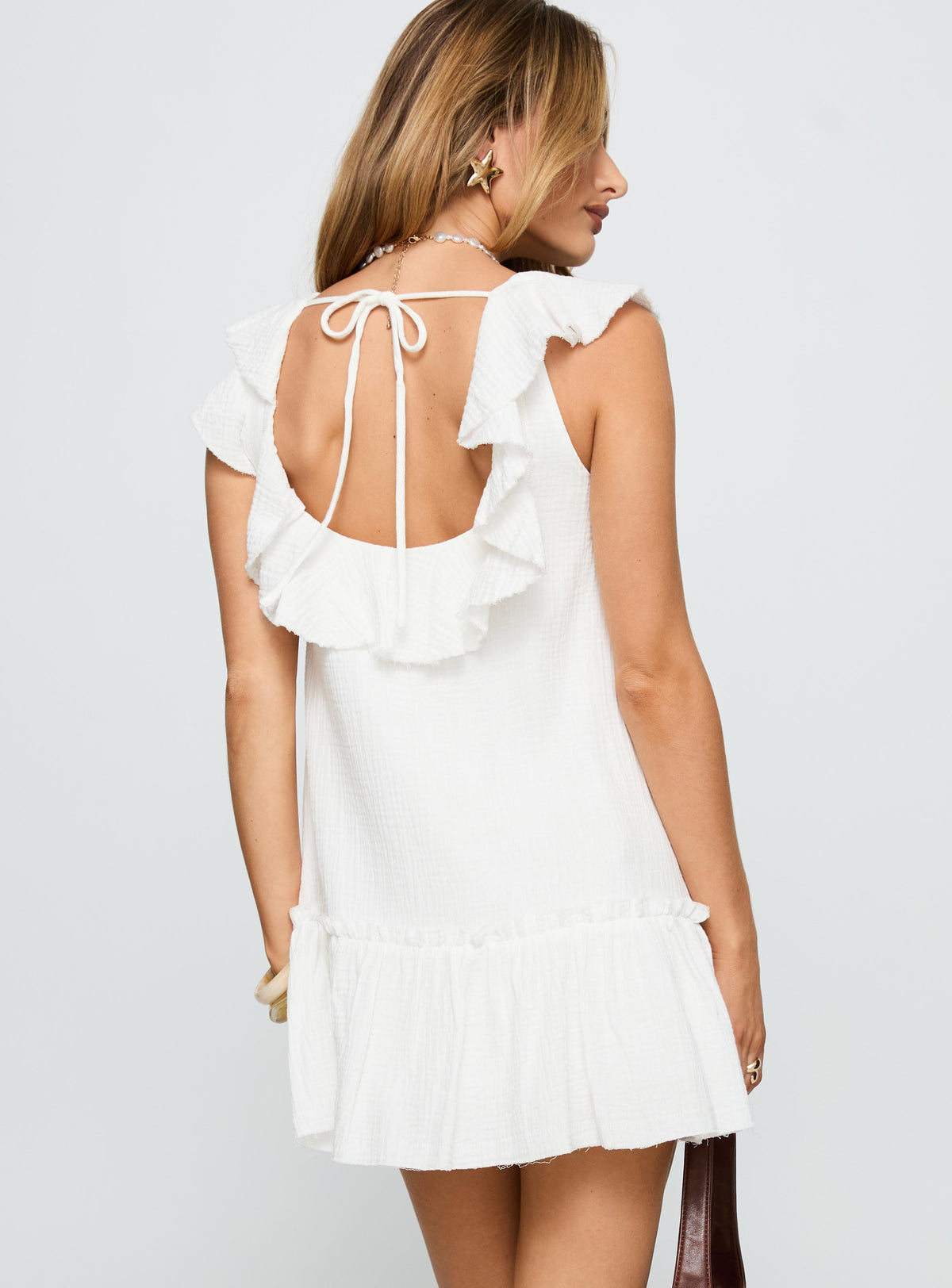 Alicen Frill Mini Dress White