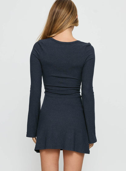 Best Interest Long Sleeve Mini Dress Navy