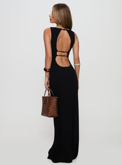 Ace Of Hearts Backless Maxi Dress Black Petite