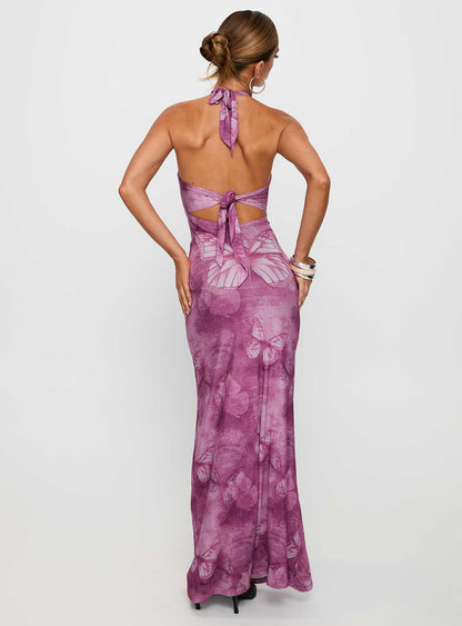 Nathaleia Halter Maxi Dress Purple