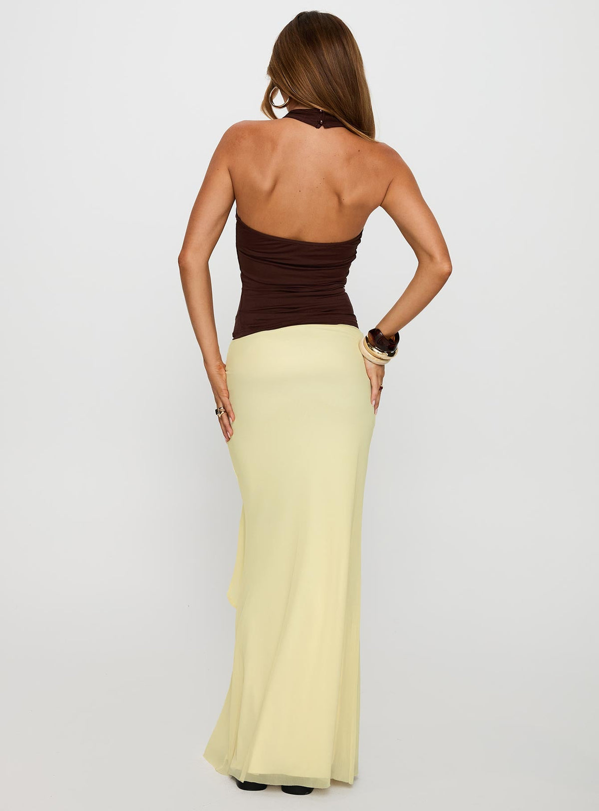 Caviar Tie Maxi Skirt Lemon