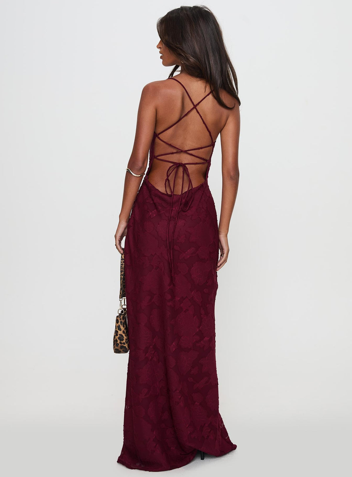 Celena Maxi Dress Burgundy Burnout Petite