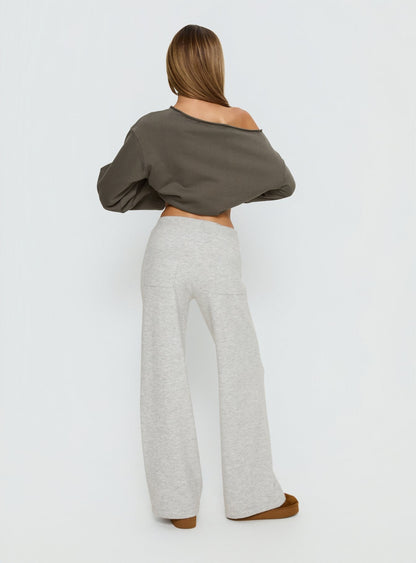 Bekki Wide Leg Knit Pant Grey Marle