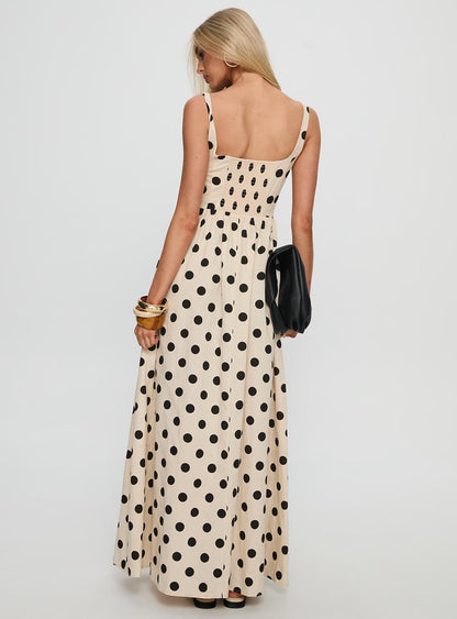 Cartmel Maxi Dress Cream / Polka Dot