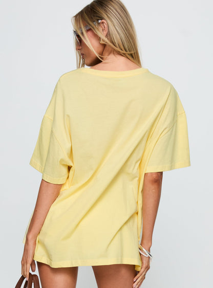 Amalfi Coast Oversized Graphic Tee Pastel Yellow