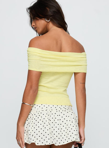 Azusa Off The Shoulder Top Yellow