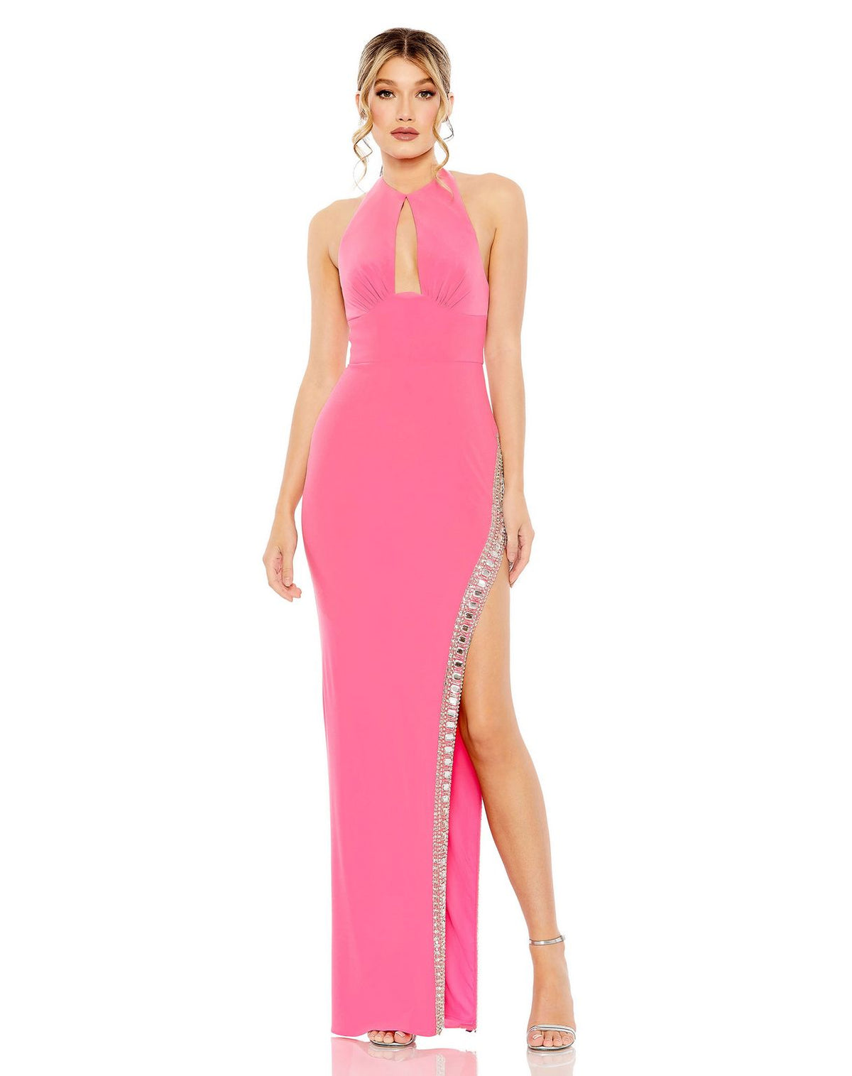 Long Halter Fitted Prom Gown Halter Neckline Mac Duggal 42053