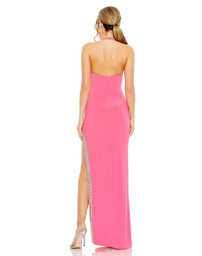Long Halter Fitted Prom Gown Halter Neckline Mac Duggal 42053