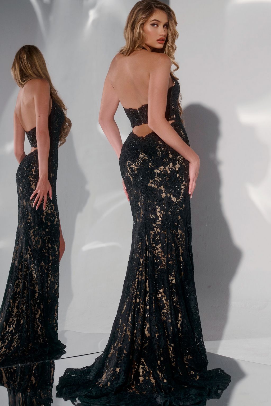 Jovani 43097 Long Formal Lace Evening Prom Dress