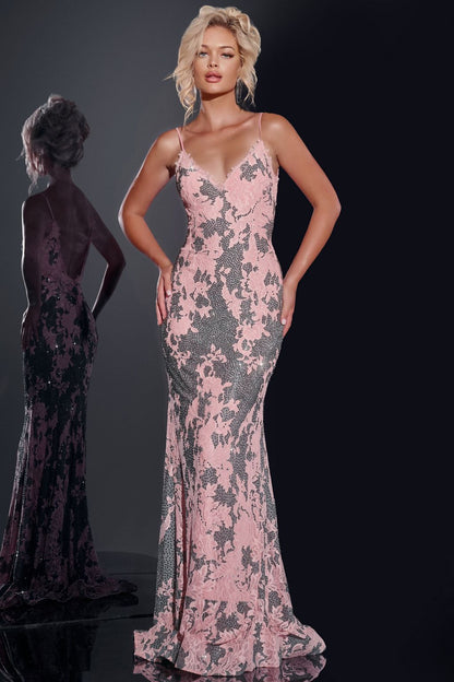 Jovani 44033 Long Mermaid Formal Lace Prom Dress