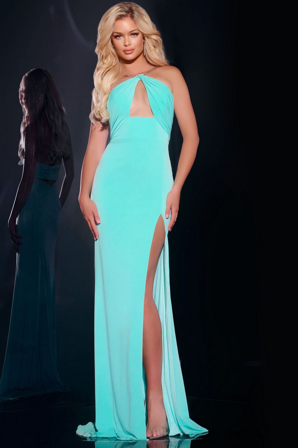 Jovani 44496 Long Cut Out High Slit Formal Prom Dress