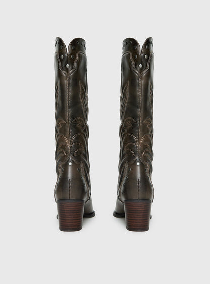 Billini Damica Cowboy Boots Washed Brown