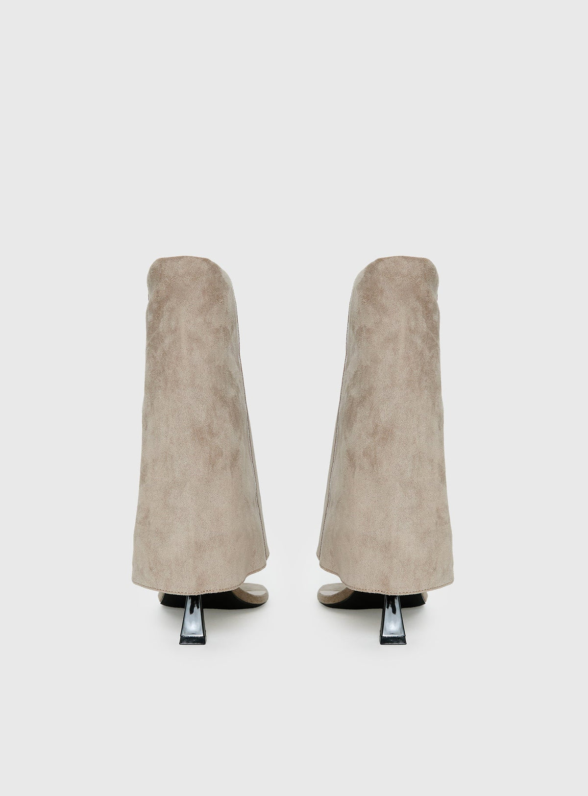Catch The Light Faux Suede Open Toe Boots Tan