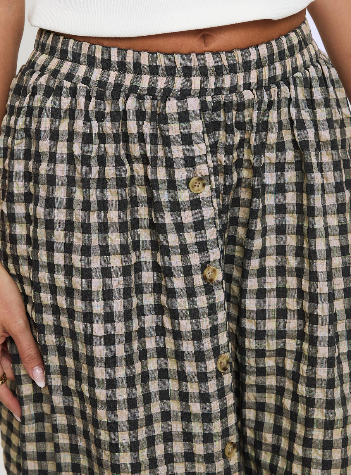 Cartmel Check Maxi Skirt Black / Cream