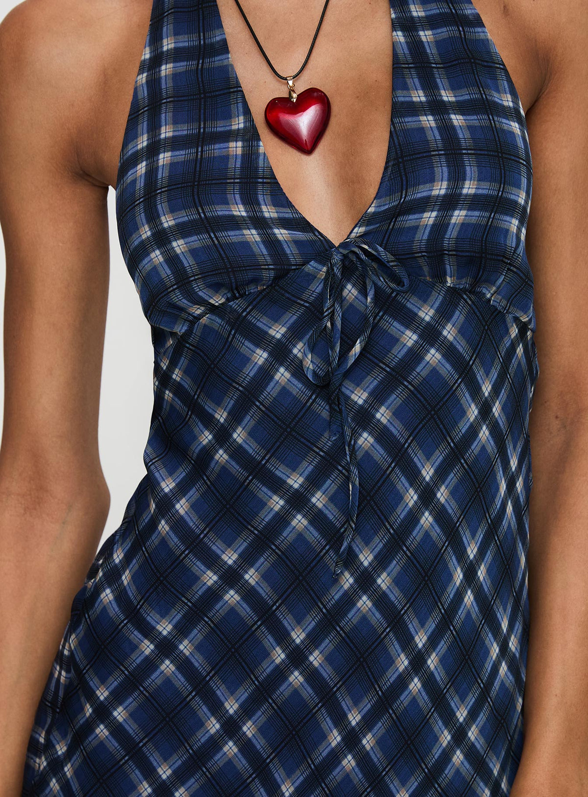 Laraline Halter Mini Dress Navy Check