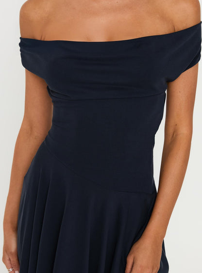 Body Heat Cowl Mini Dress Navy