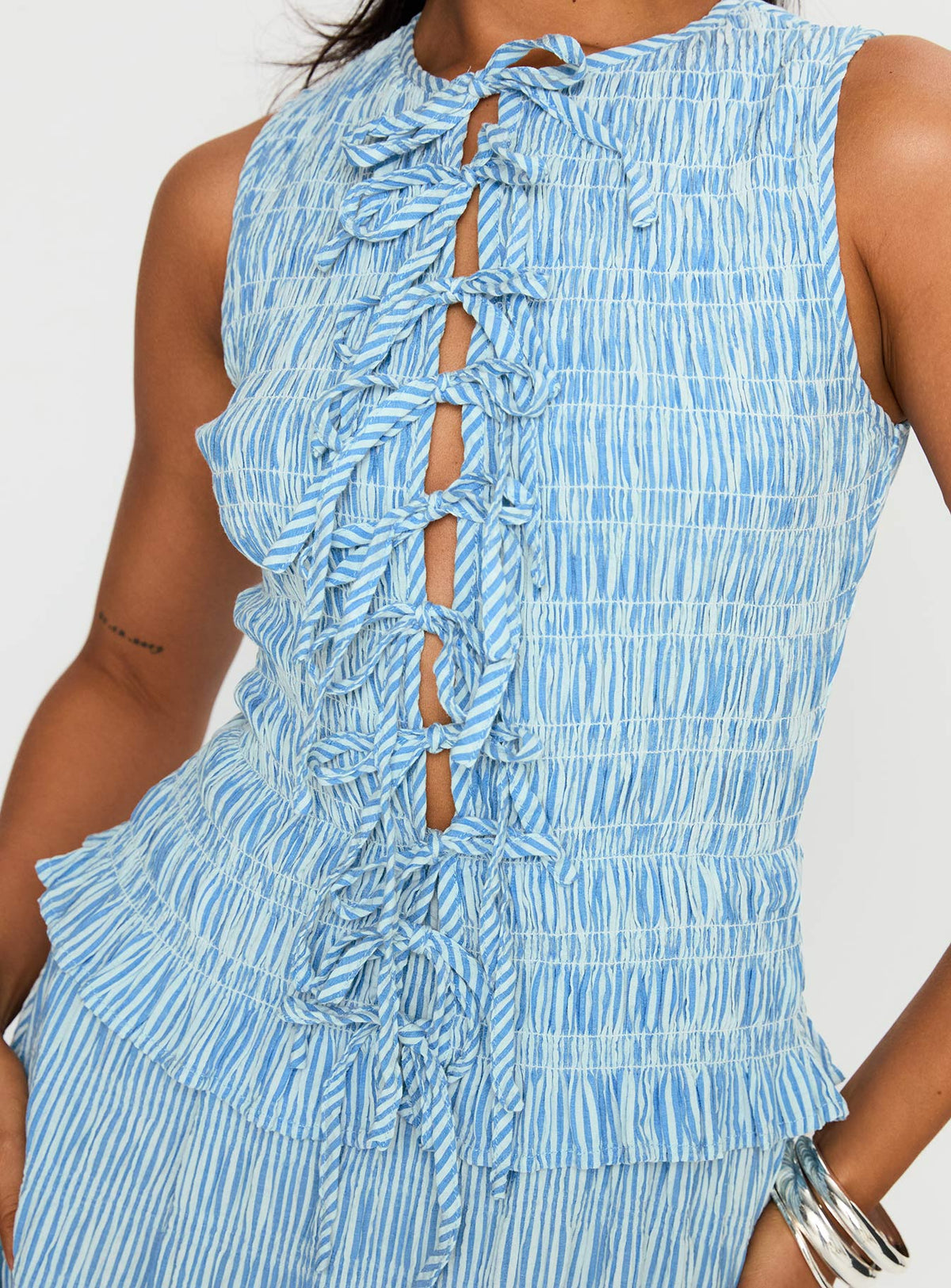 Songbird Shirred Maxi Dress Blue