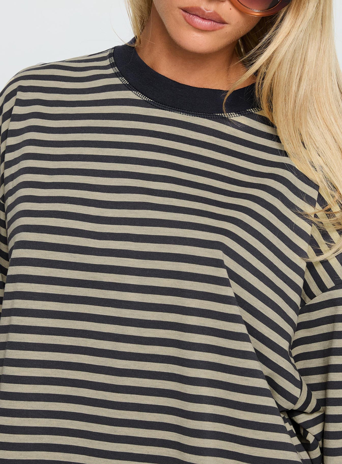 Bloom Long Sleeve Top Beige Stripe