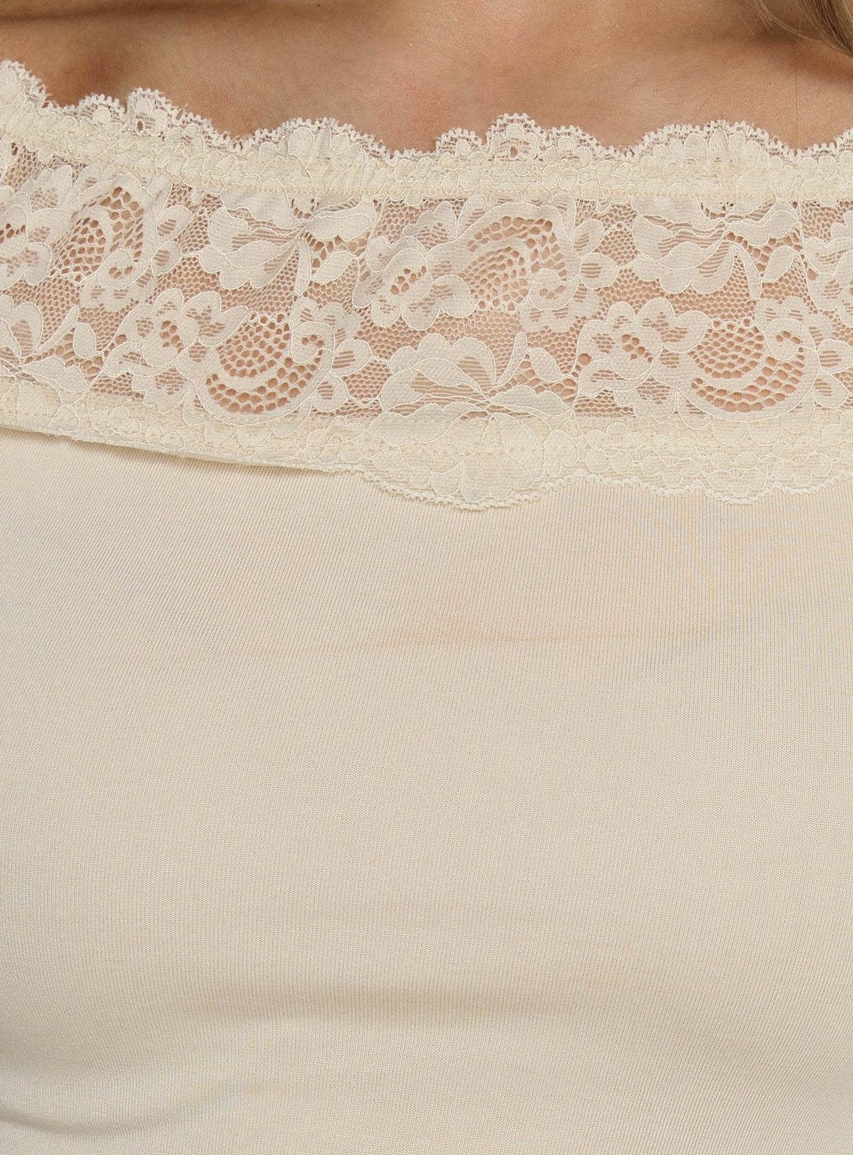 Breiann Lace Off Shoulder Long Sleeve Top Butter