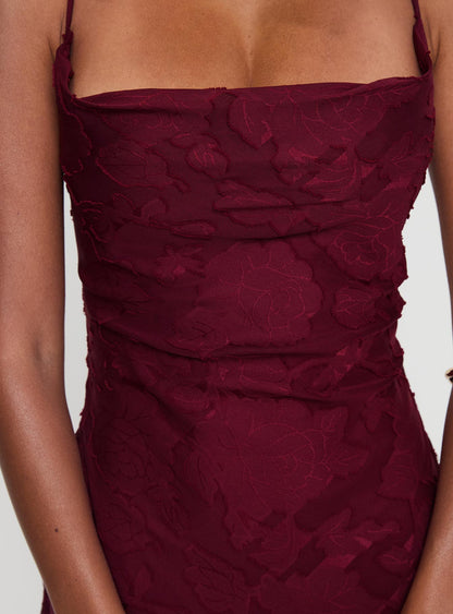 Celena Maxi Dress Burgundy Burnout