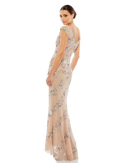 Long Cap Sleeve Fitted Formal Dress Fitted Silhouette Mac Duggal 5500