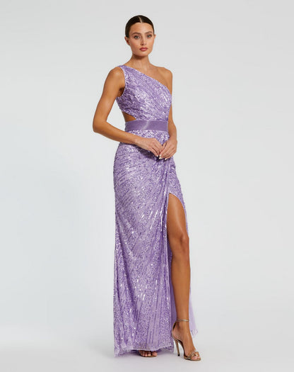 Long Formal One Shoulder Prom Gown One Shoulder Detail Mac Duggal 5687