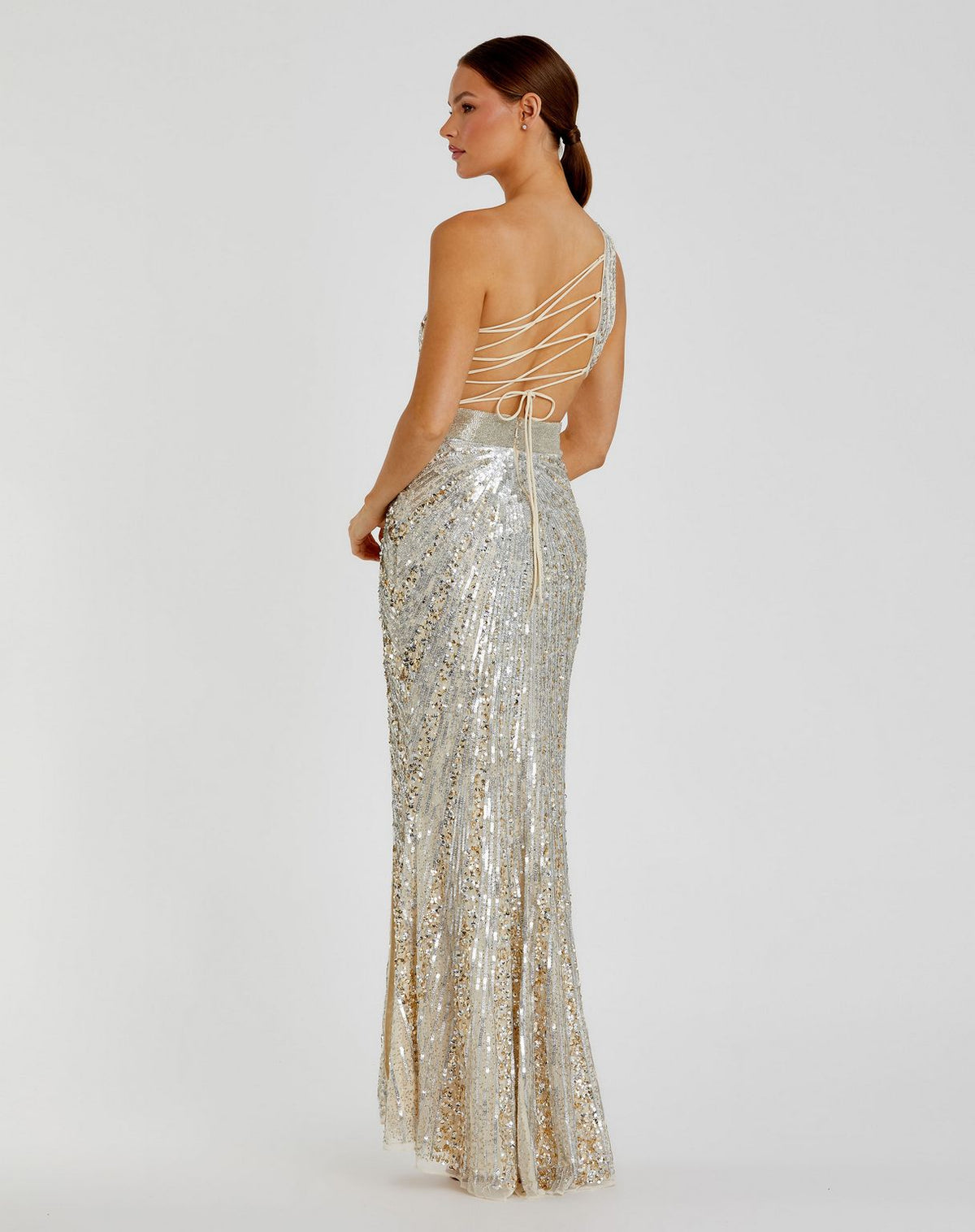 Long Formal One Shoulder Prom Gown One Shoulder Detail Mac Duggal 5687