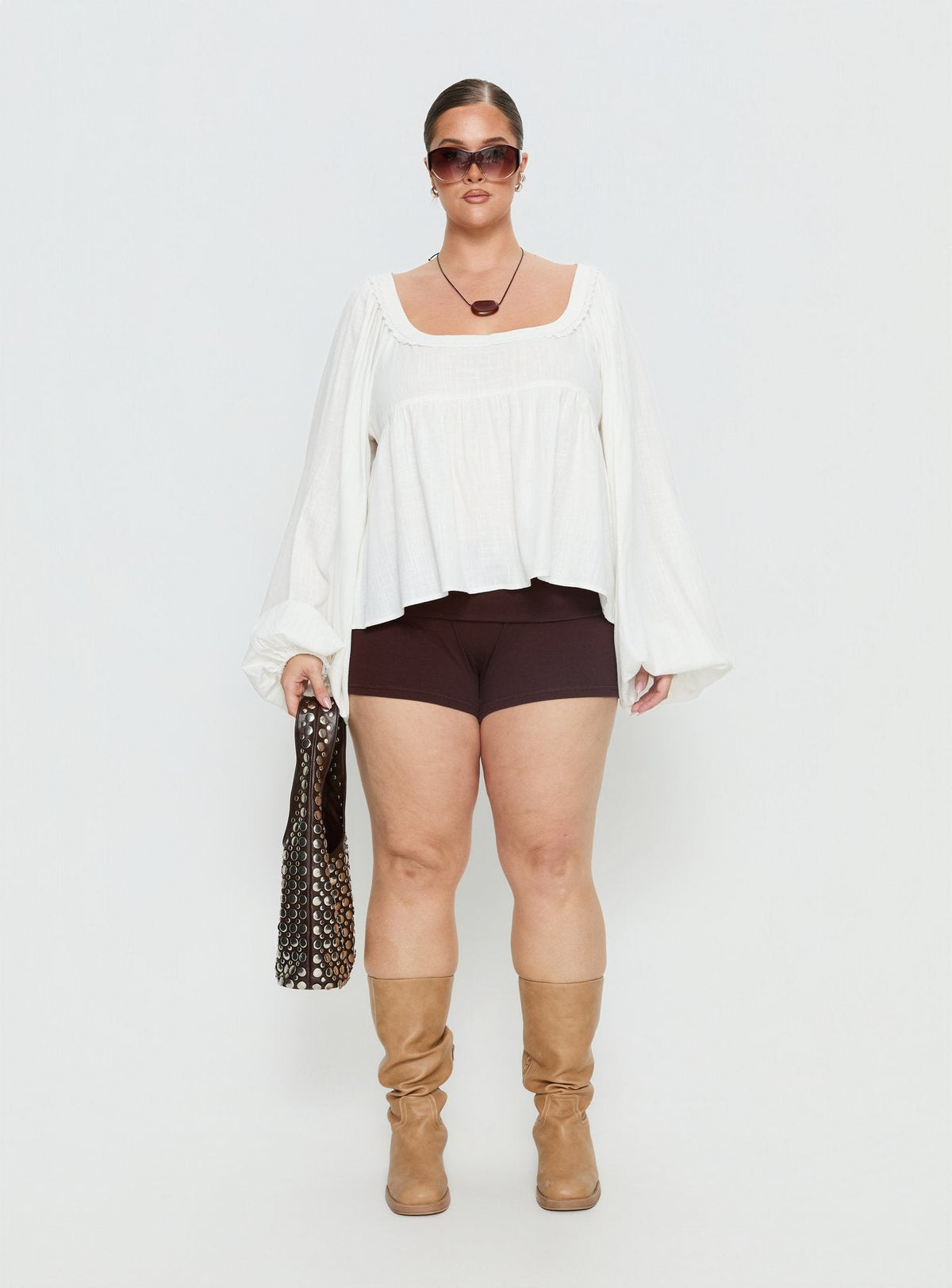 Benjie Long Sleeve Top White Curve